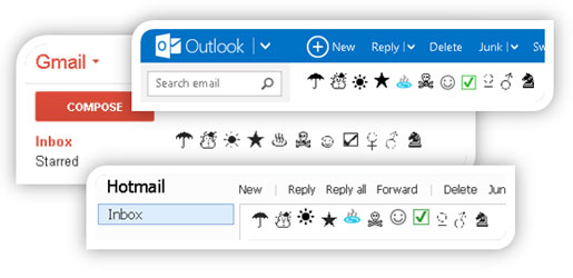 Symbol preview - Outlook, Gmail, Hotmail