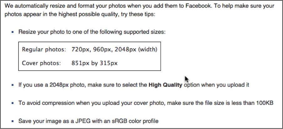facebook photo resize guidelines