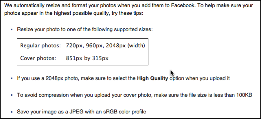 Sizing Photos For Facebook