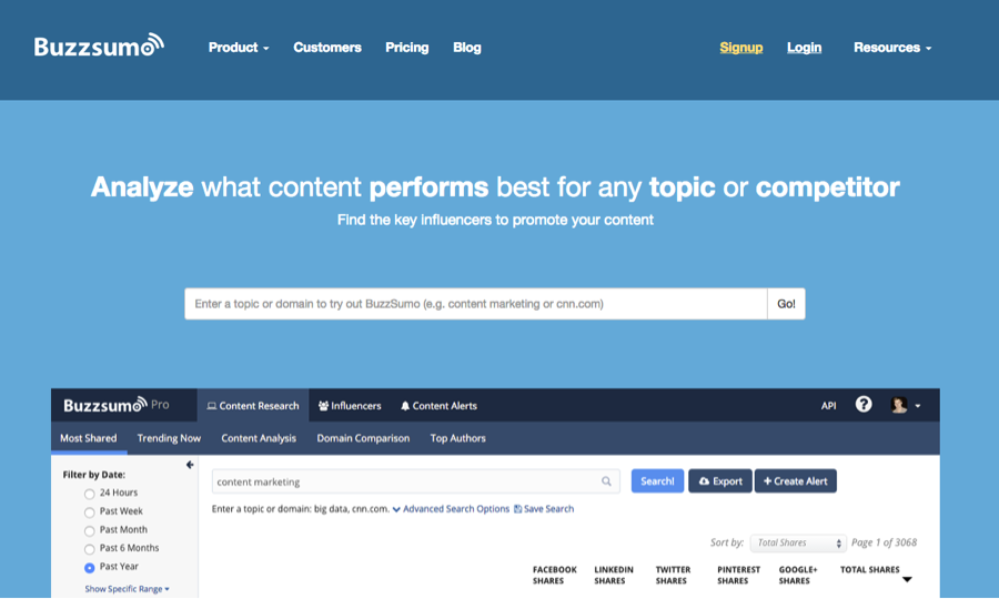 buzzsumo.com screenshot