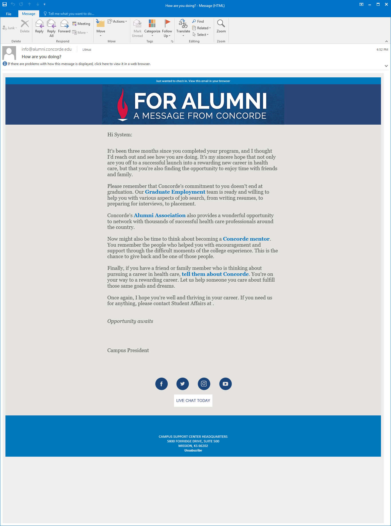 Concorde Career Colleges Alumni Email Series slide #2