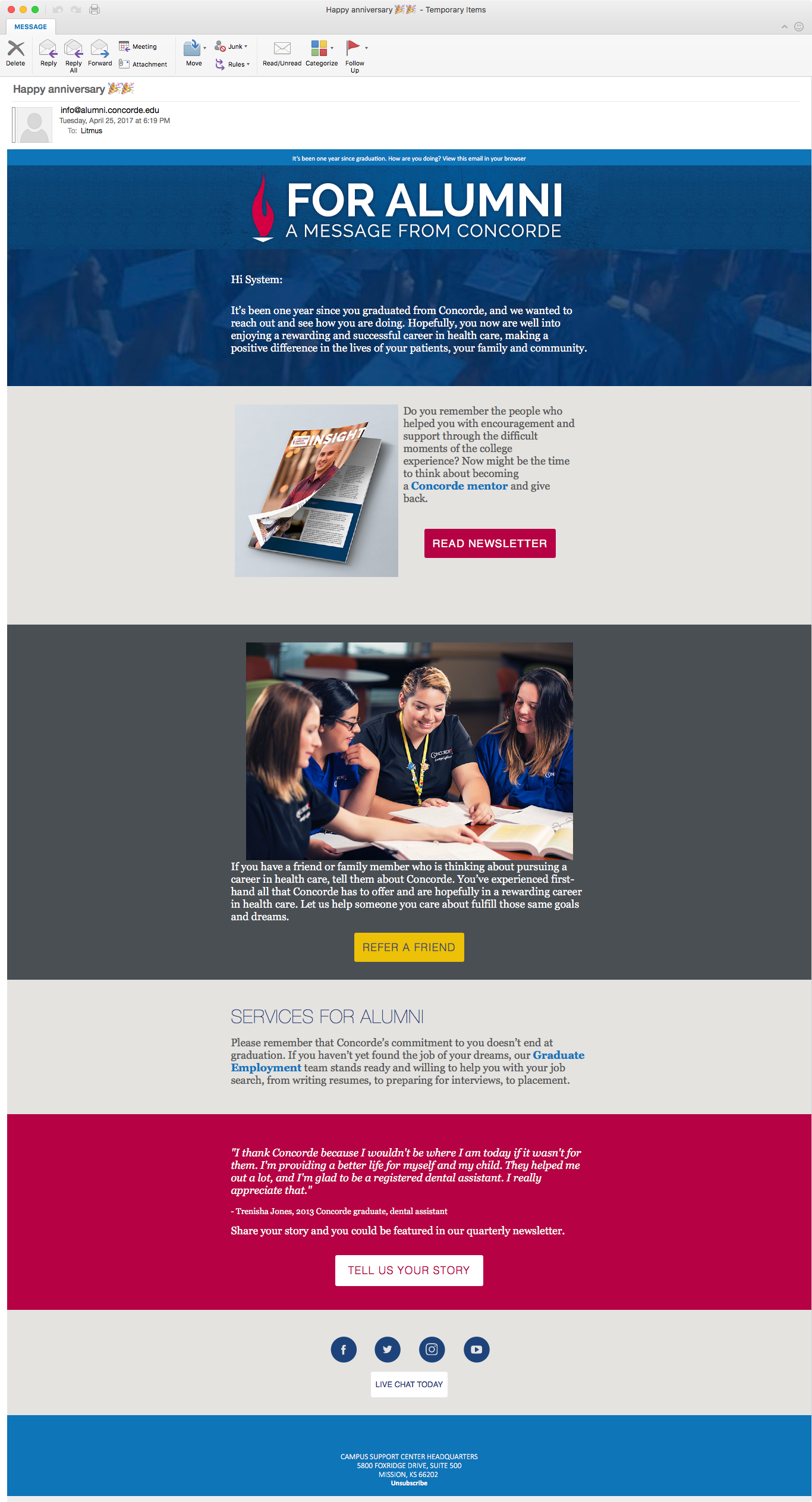Concorde Career Colleges Alumni Email Series slide #3