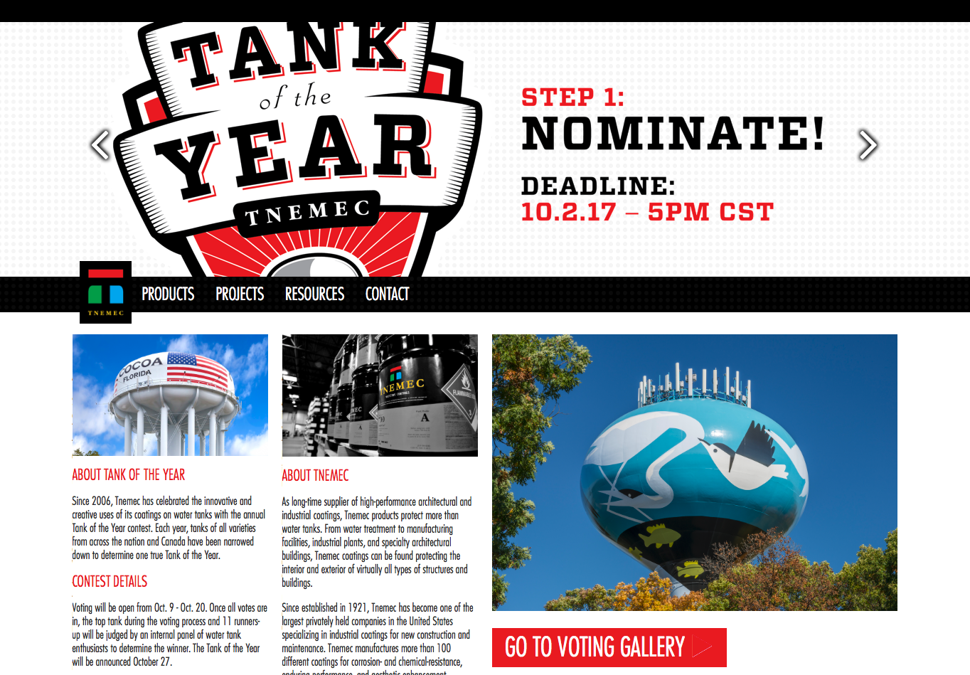 Tnemec Tank of the Year Voting Microsite slide #4
