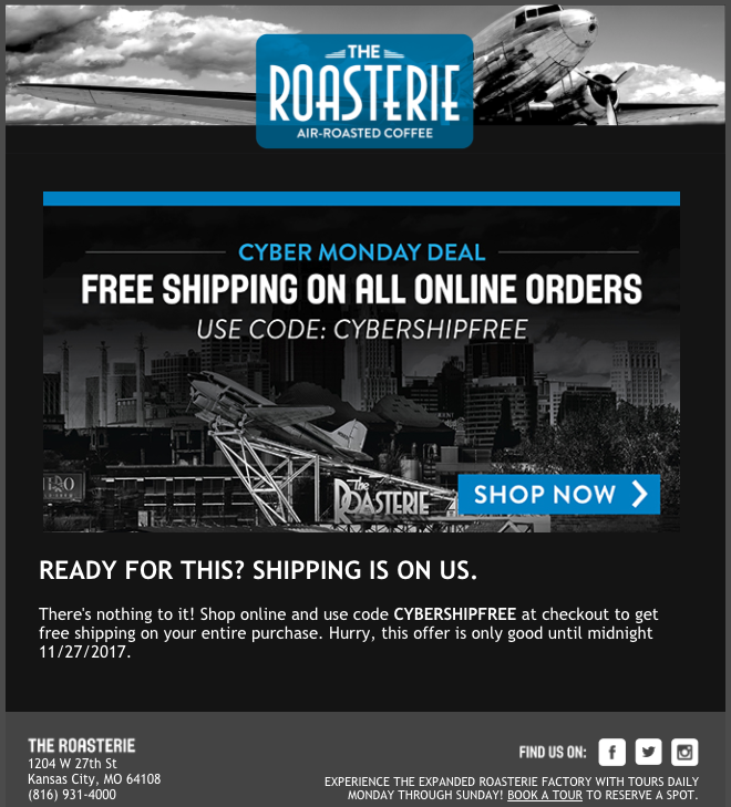 The Roasterie Holiday Email Campaign