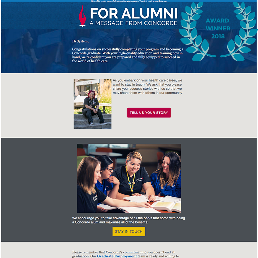Concorde Career Colleges Alumni Email Series
