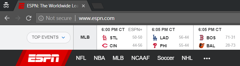 google chrome http warning: espn
