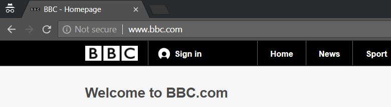 google chrome http warning: bbc