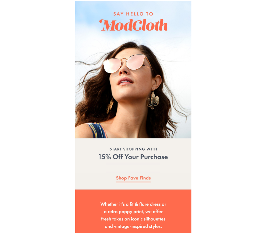 Modcloth Welcome Email