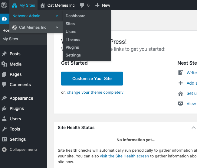 Image of WordPress Network Dashboard