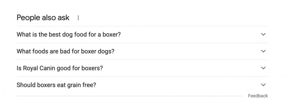 Screen capture of Google's People Also Ask