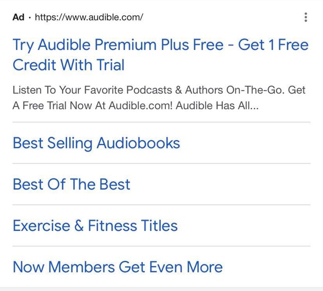 Audible Google ad advertising Audible Premium Plus