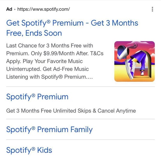 Spotfiy Google ad advertising Spotify Premium