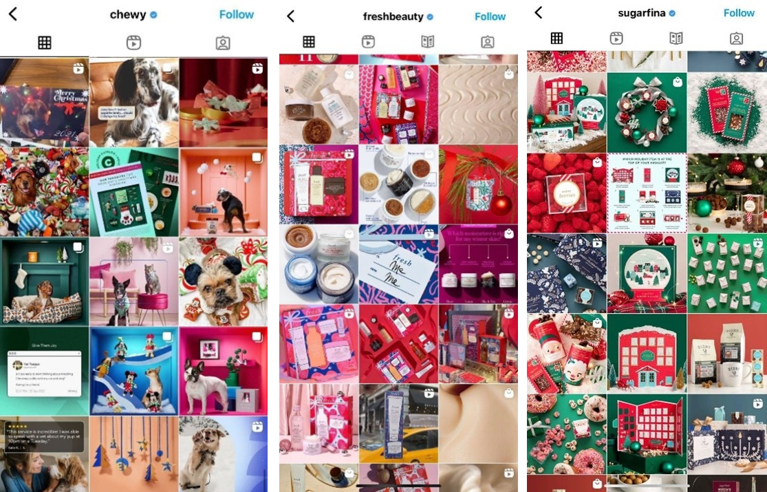Holiday Instagram Feeds from Chewy, Fresh Beauty and Sugarfina
