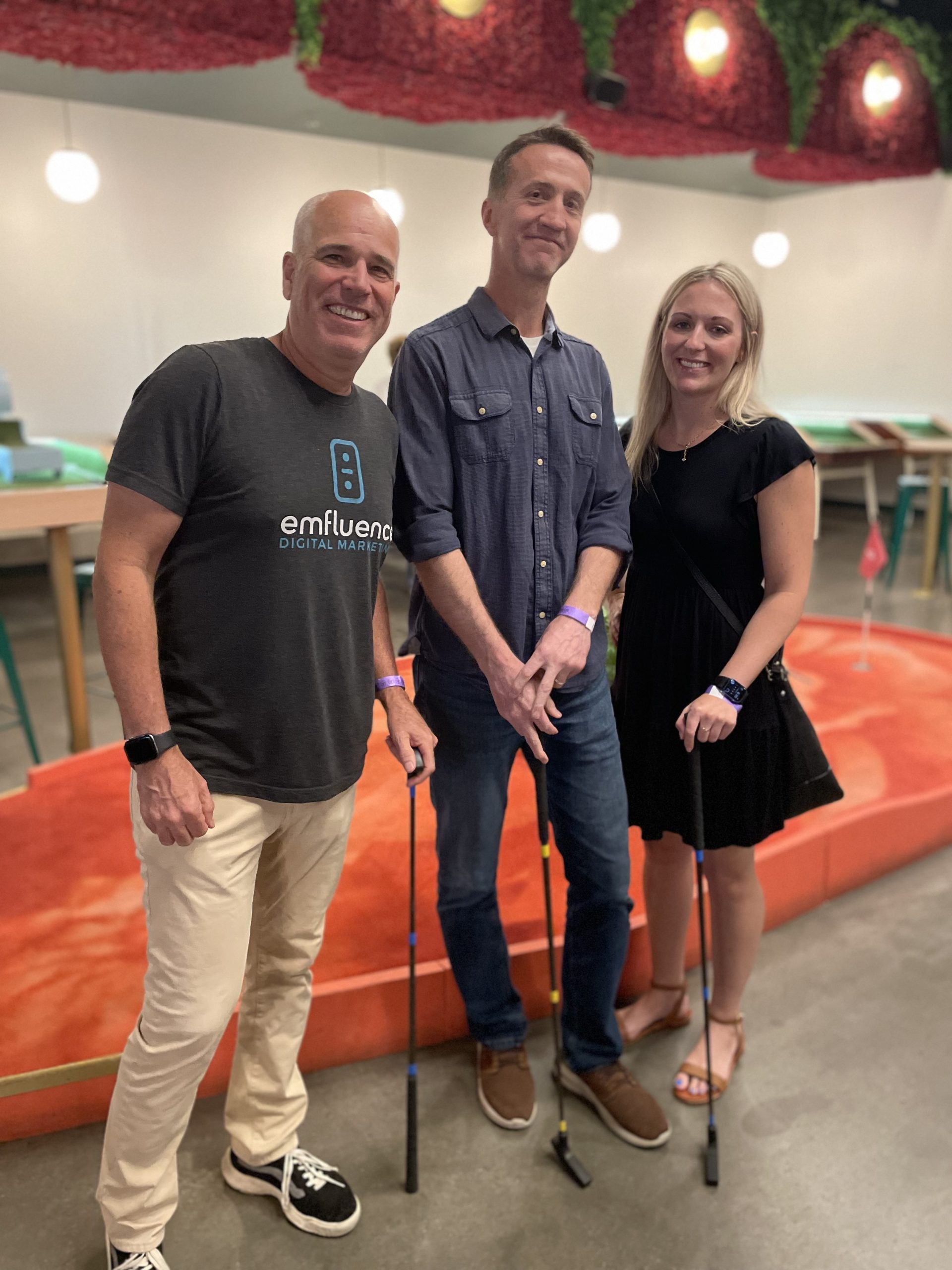 Dave, Chris and Krissy posing at a Craft Putt event